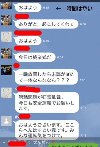 LINEにはまる同級生たち